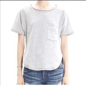 Madewell retro terry rolled hem pocket tee heather grey size small